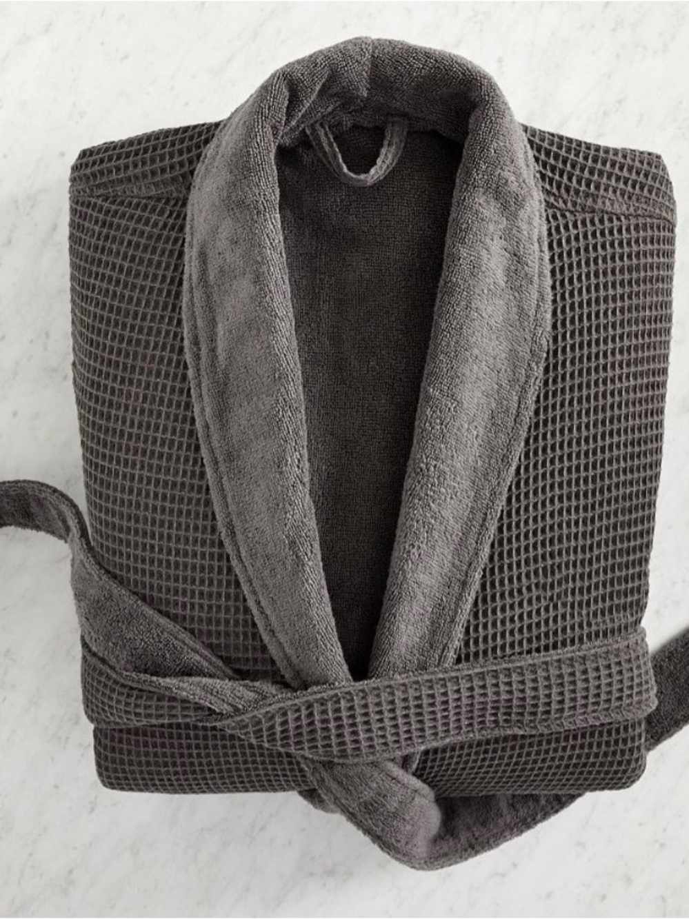 Pottery Barn Waffle Weave Resort Bathrobe - Charcoal